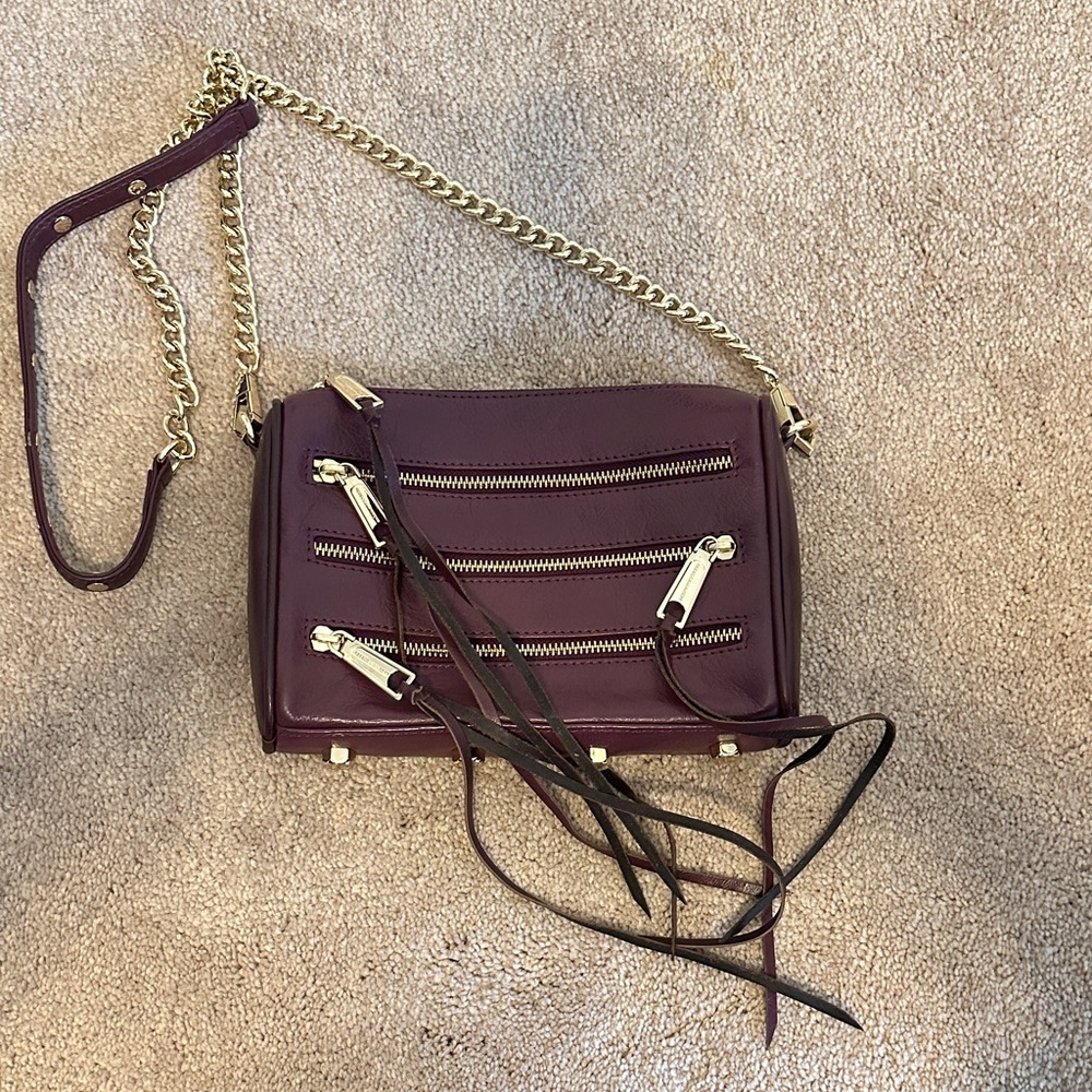 Rebecca Minkoff Deep Purple Crossbody Bag with Gold Accents
